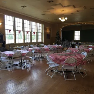 tables and chairs set up for a party