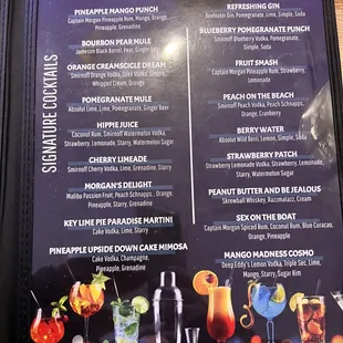 Cocktail menu