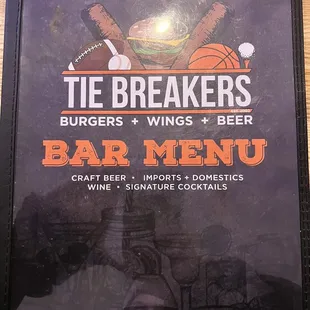 Bar menu