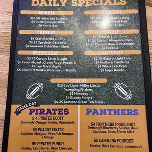 Daily drink specials