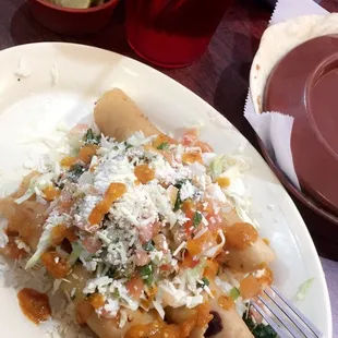 a plate of mexican food