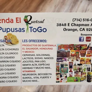 Lots of pupusas to choose from!