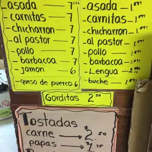 menu