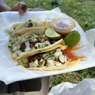 a plate of tacos