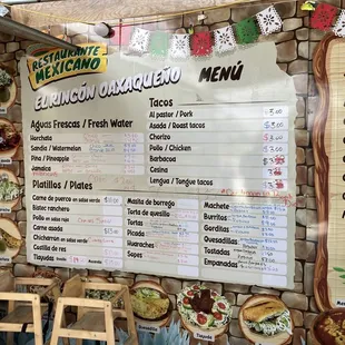 Menu as of 8/2023