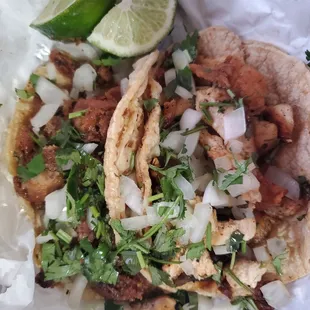 Chicken and tripas had good flavor lots of meat