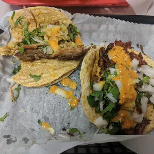Al pastor and barbacoa tacos.