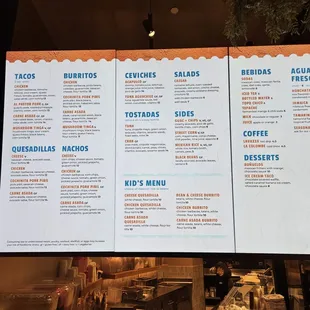 menu