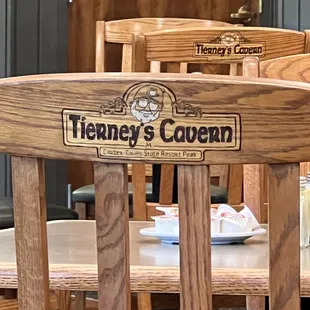 a wooden table and chairs