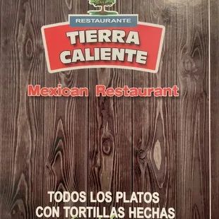 Menu cover