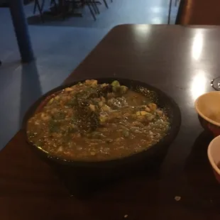 The special molcajete salsa, it's not on the menu. You need to ask for it.