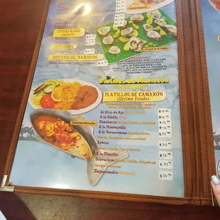 a menu for a mexican restaurant