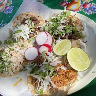 A trio of asada, chicken and carnitas tacos. The asada was my favorite