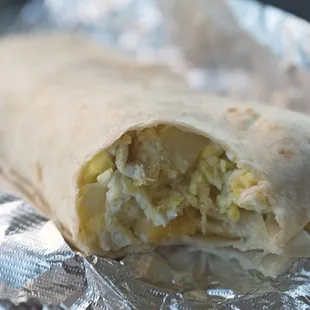 Potato, egg, and cheese breakfast burrito