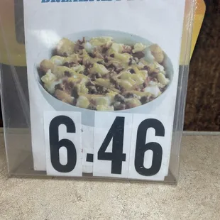 a sign for breakfast bowl
