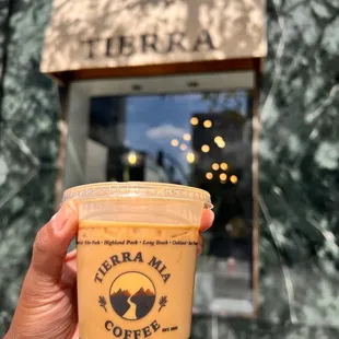 Small lavender latte with an extra shot of espresso