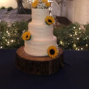 Top tier- white chocolate raspberry cake Middle tier- cinnamon cake with cream cheese filling Bottom- marble cake with Nutella filling