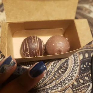 Dark chocolate amaretto &amp; milk chocolate salted caramel truffles