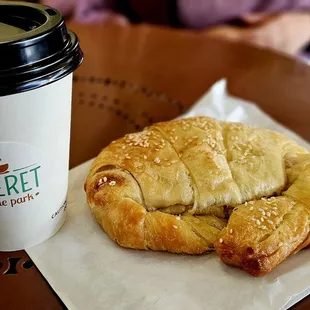 Chagaccino and Ham &amp; Cheese Croissant