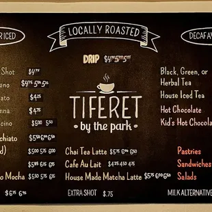 menu as of April 2024