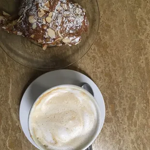 Almond Croissant and Cappuccino