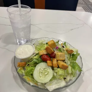 Salad, with ranch dressing