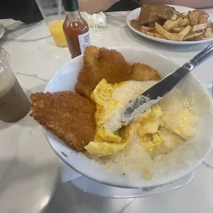 Fish and cheese grits