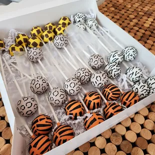 Tiffany's animal print cake pops, 3 dozen