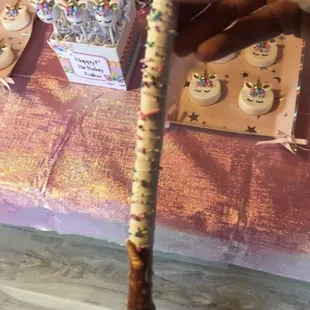 Chocolate covered pretzel sticks