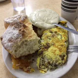 Sausage, Jalapeño and Jack cheese omelette
