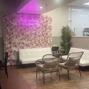 Cute seating area / photo wall