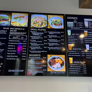 the menu of a restaurant