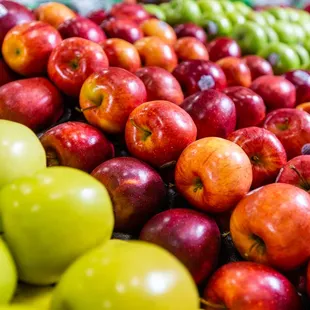 a large display of apples