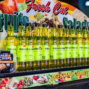 a display of fruits and veggies