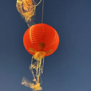 Decorations in the alley. Red Chinese lantern