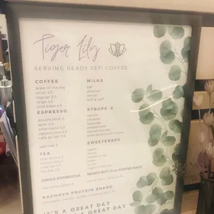 MENU: Inside Tiger Lily Cafe (bad camera so this picture quality is low) -- on 11 March 2022