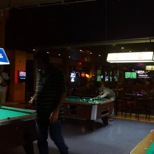 people playing pool in a bar