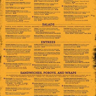 the menu for the restaurant