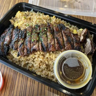 Garlic Fried Rice with Char-Grilled Steak