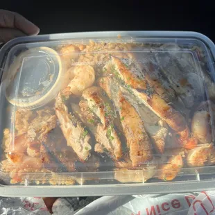 Fried rice, shrimp, chicken