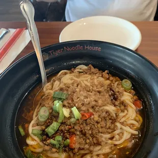 Beef noodle soup, DanDan noodles, tofu fish.