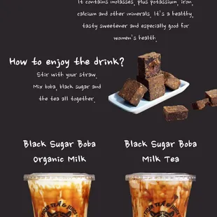 Black sugar boba organic milk &amp; Black sugar boba milk tea