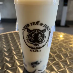Brown rice milk tea with grass jelly