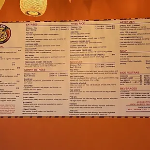 Wall menu