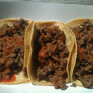 three tacos in a box