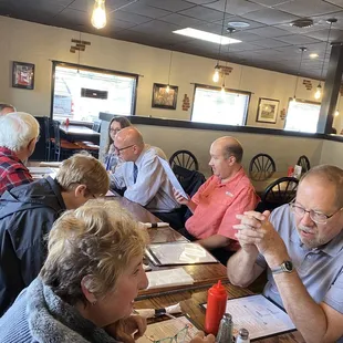 Having breakfast with friends