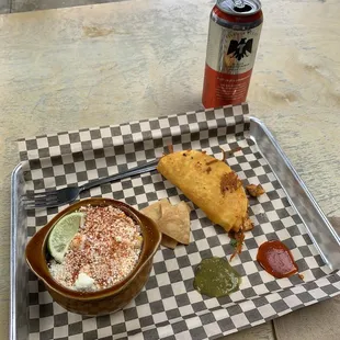 Esquites and impastor quesataco