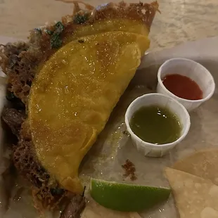 Look at that greasy goodness.  It's a step up in value from your average taco truck despite being $4.