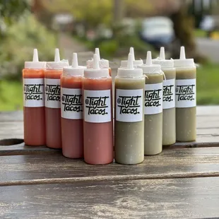 Verde and Roja Hot sauces