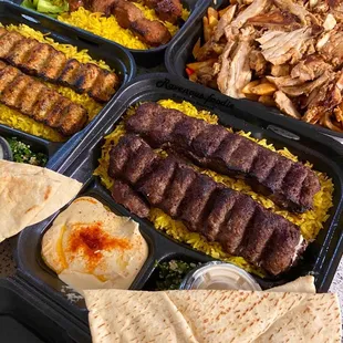 Ground Chicken Kebab Plate, Chicken, Beef Tikka Plate, Tigris Fries Plate &amp; Ground Beef Kebab Plate